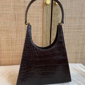 STAUD Rey Bag in Brown Croc